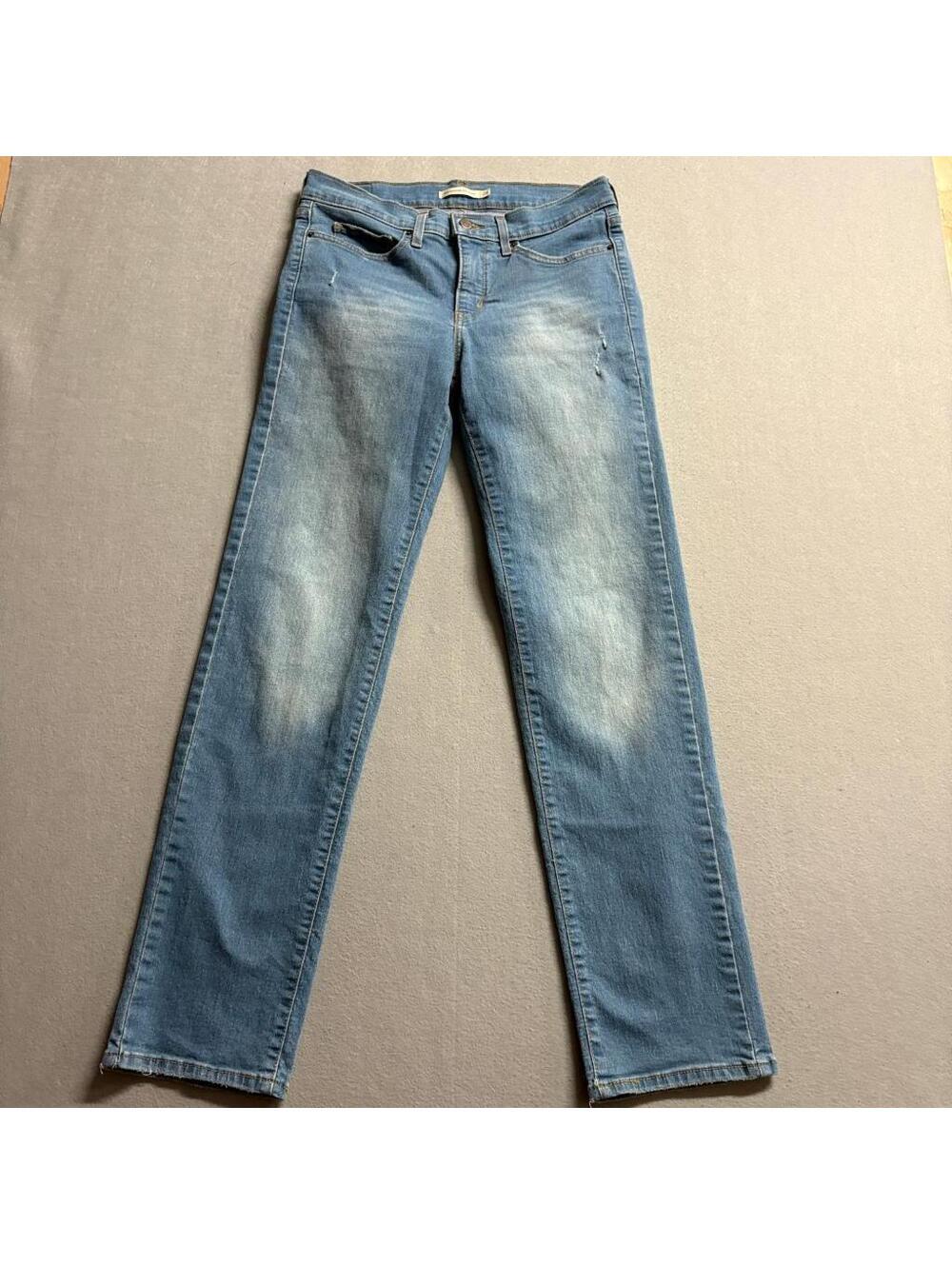 Levis 314 Shaping Straight Jeans Womens 28 Blue Denim Medium Wash Stretch